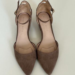 Kelly & Katie Joye Suede Low Heel Pointed Toe Pumps in Taupe- size 8.5